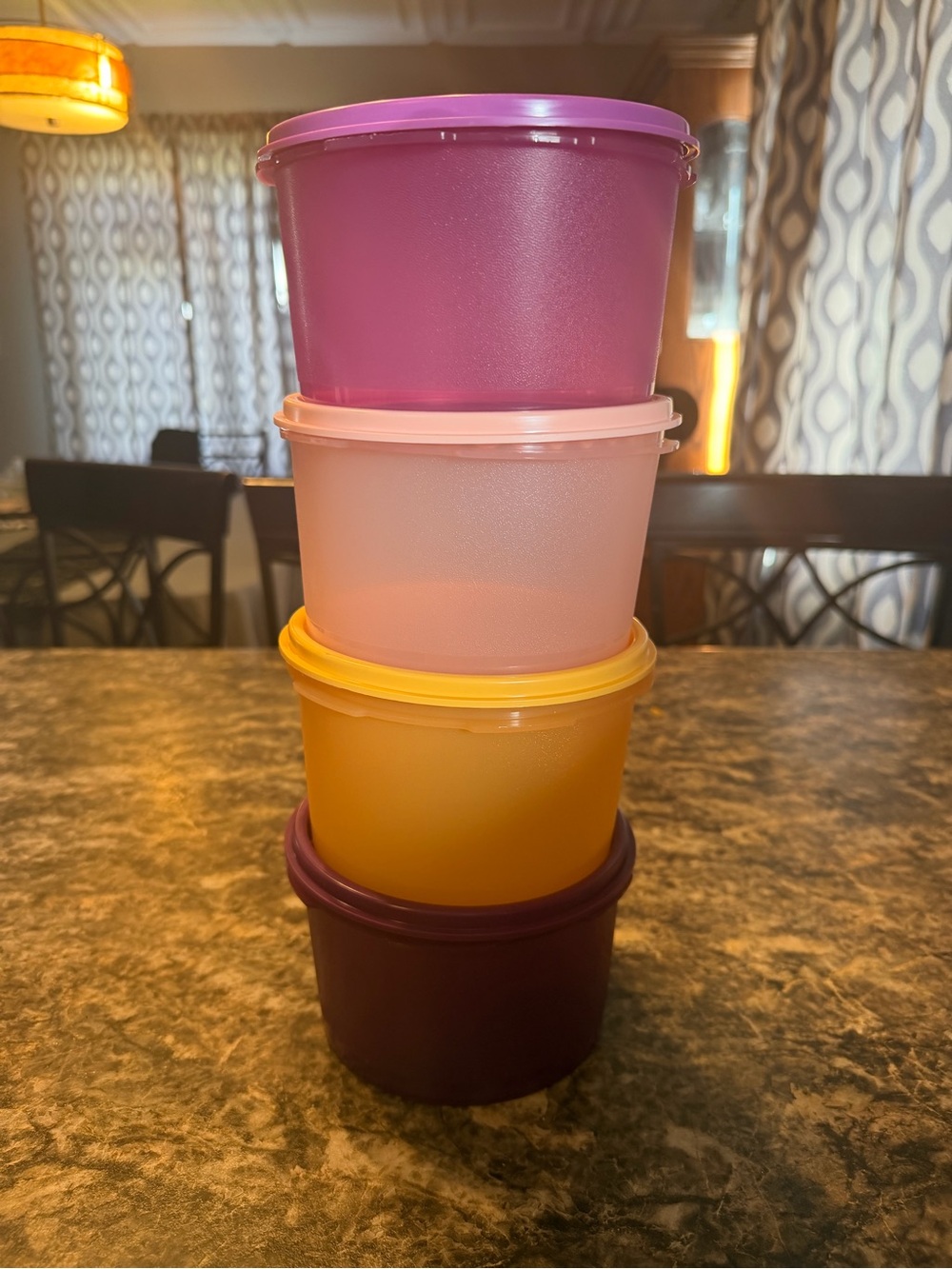 Tupperware Storage Set in Pink, Peach, Yellow & Plum - Home Kitchen